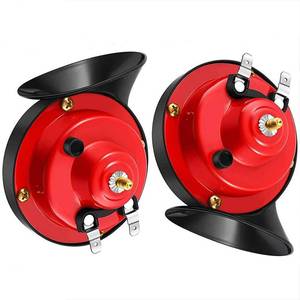 lot 25794 image: EOHMAK Train Horns Car Horn Car Air Electric Snail Horn 300DB Super Loud Air Horn Waterproof Automotive Accessories Universal for Car Truck Motorcycle Boat (Red, 24V, 2 Packs) - Retail $19