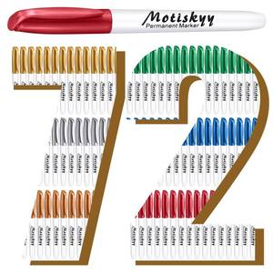 lot 25800 image: Motiskyy 72 Pcs Metallic Permanent Markers Bulk Metallic Marker Pens Medium Tip Quick Dry Paint Pen for DIY Crafts Artist Illustration Gift Card Making(Multicolor) - Retail $23