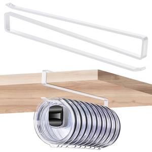 lot 30025 image: Rokyn Tumbler Lid Organizer for Water Bottle, Cup and Mason Jar Storage - Space Saving Kitchen Organizers Holds 12 Lids, No-Tool Corner Cabinet Rack, No Drill Needed (1Pack,White) - Retail $5