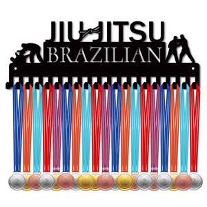 lot 30030 image: CREATCABIN Jiu Jitsu Brazilian Medal Holder Competition Medal Hanger Display Rack Sports Metal Hanging Athlete Awards Iron Wall Mount Decor with 20 Hooks for Race Medalist Ribbon Black 15.7x5.4in ( One Hook Bent) - Retail $22
