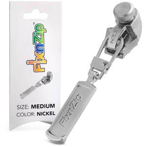 lot 30031 image: FixnZip (Medium, Nickel) - See Size Guide - Universal Zipper Repair Kit for Jackets, Luggage, Bags - Backpack Zipper Replacement Repair Kit - Instant Zipper Fix - Retail $15