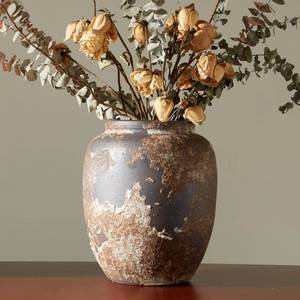 lot 30034 image: Smiletag Rustic Vase for Home Decor, Farmhouse Terracotta Vases, Stone Vases, Large Vases for Living Room Decor, Rustic Flower Vase Decoration for Living Room
