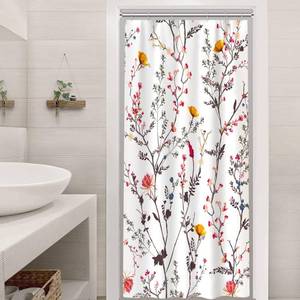 lot 30039 image: Ruelvth Stall Shower Curtain, Spring Pink and Yellow Floral Shower Curtain Set Waterproof Fabric Small Bathroom Curtain with 6 Hooks, 36x72 Inch - Retail $14