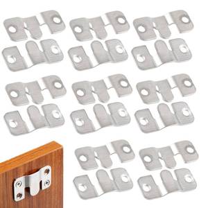 lot 30053 image: 16Pcs Stainless Steel Interlock Hanging Buckle, Flush Concealed Mount Brackets, Z Clip Bracket for Picture Display Art Gallery - Retail $10