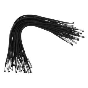 lot 39974 image: PATIKIL 6 Inch Elastic Barbed Cord, 50 Pcs 1.6mm Loop Stretch Round String with Metal Barb Fasteners for Hats Masks Menus Crafting Book, Black (16.5cm) - Retail $8