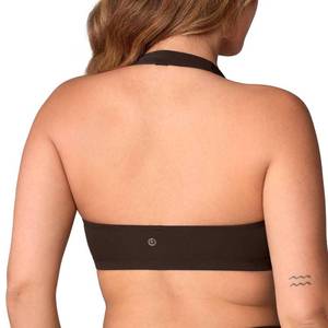 lot 39975 image: UNISSU Hugcurve Detachable Halter Sports Bra Racerback for Women Padded Square Neck Open Back Yoga Workout Top Clay Brown Small