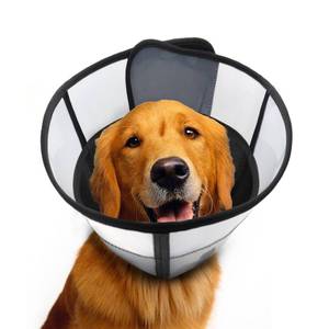 lot 39981 image: WinWeal Soft Dog Cone Collar for Dogs After Surgery, Transparent Breathable Pet Recovery Collar for Large Medium Dogs, Adjustable Dog Cone Collar, Elizabethan Collar (S, Black) - Retail $24