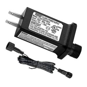 lot 39985 image: 12V 1A LED Controller with Extension Cord, Replacement Model JT-DC120V1000-F Class 2 Power Supply Ip44 Low Voltage Transformer for Christmas String Light Inflatable Decorations - Retail $14