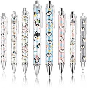 lot 39986 image: Ireer 8 Pcs Ballpoint Pens for Women 1.00 mm Cute Black Ink Fancy Pens Fine Point Smooth Writing for Students Classroom Office Supplies(Penguin) - Retail $10