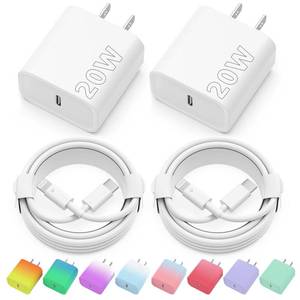 lot 39992 image: iPhone Charger Fast Charging, 2 Pack 20W USB C Wall Charger Block with 2 Pack MFi Certified 6FT Type C to Lightning Cables for iPhone 14 13 12 11 Pro Max XR XS X, iPad,AirPods Pro - Retail $10