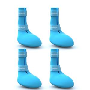 lot 40004 image: Fdceligoo Rubber Dog Boots, Durable Paw Protectors with Adjustable Straps & Non-Slip Sole, Waterproof Dog Shoes for Hot Pavement, Easy On & Off Silicone Booties (Blue, M) - Retail $16