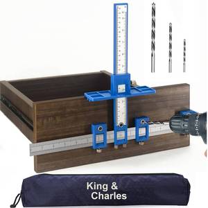 lot 40005 image: King&Charles Cabinet Hardware Jig, Cabinet Handle Jig with 3pcs Point Wood Drils Bits, Use for Handles Pulls Knobs on DrawersDoors, Wood Drilling Dowelling Guide Set. - Retail $9