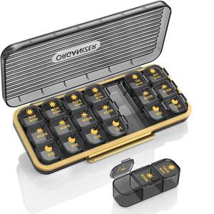 lot 40007 image: Pill Organizer 3 Times A Day - Acedada Weekly Pill Organizer 3X A Day, Large Pill Box 7 Day Medicine Organizer Pill Case, Pill Container Holder, Daily Pill Box 3 Times A Day, for Vitamin, Black Grey - Retail $20