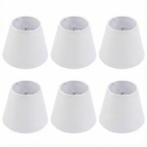 lot 48870 image: Kenqulio Small Lamp Shades Clip on Bulb, Chandelier Shades Set of 6, Mini Linen Lampshade 3.5x5x5.5in Small Lamp Shade for Chandelier Lamp Replacement (White) - Retail $28
