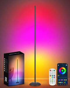 Vexinat Corner Floor Lamp, Smart RGB LED Corner Lamp with App & Remote, Modern Floor Lamp with 16 Million Colors, Music Sync, Scene Modes, Color Changing Standing Lamps for Living Room, Bedroom - Retail: $38