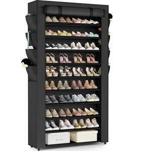 Mavivegue Shoe Rack with Cover, 10+1 Tier Tall Shoe Storage for 50-55 Pairs of Shoes, Shoe Organizer for Entryway, Closet - Retail: $29