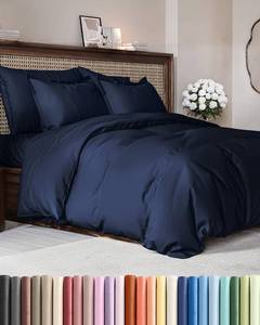 lot 48907 image: Duvet Cover Queen Size - Extra Soft Queen Size Duvet Cover - Lightweight & Breathable - Easy Care & Fade Free with Zipper Closures & Ties - 90 x 90 Inches - (Navy Blue) Comforter Not Included - Retail $15