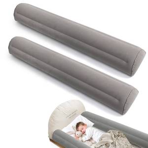 lot 48908 image: 2Pack Inflatable Travel Bed Rails for Toddlers, Non-Slip Soft Flocking Blow Up Bed Rails for Kids  Toddler Bed Guard Rail for Full, Queen, King Size Beds, Portable Bed Bumper for Travel - Retail $23