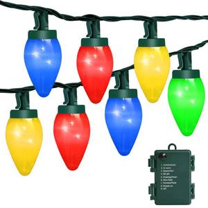 lot 48914 image: HGJ C7 60 LED Battery Operated Christmas Lights,Battery Powered Multicolor Waterproof Bulbs,21.3 FT 8 Modes with Auto OnOff Time for Xmas Tree Garden Patio Indoor Outdoor Christmas Decorations - Retail $21
