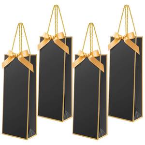lot 48920 image: Engrowtic 24 Pcs Black Wine Gift Bag Bulk with Gold Ribbon Bow 5.8 x 3.3 x 13 Reusable Champagne Foil Print Elegant Wine Bag Thank You Wrap for Valentine Wedding Baby Shower Birthday Holiday Party - Retail $25