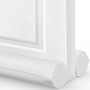 lot 48927 image: Comfyanno Under Door Draft Stopper - Bottom Door Gap Filler & Seal - Fits 30 to 36 Door, Block Cold Air, Noise, Sound, Wind, Bugs, Easy to Install, Double Side Block, No Adhesive, White - Retail $17