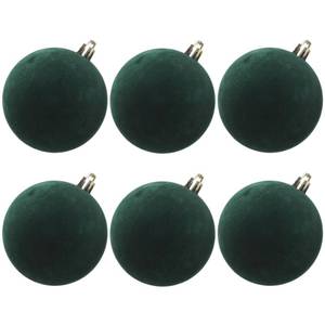 lot 48930 image: Senjie 4inch Velvet Ornaments Balls Sets for Christmas Tree 6pcs Flocked Christmas Balls Assortment for Xmas Tree Holiday Decor Deep Green