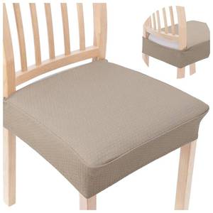 lot 48938 image: Smiry Stretch Jacquard Seat Covers for Dining Room Chairs Set of 4, Removable Washable Chair Seat Protector Slipcovers, No Rear Covers, Taupe - Retail $31