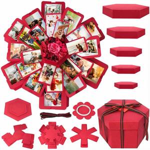 lot 51712 image: Koogel Explosion Gift Box, Red Surprise Picture Love Box with DIY Scrapbooking Accessories Exploding Photo Album for Anniversary Birthday - Retail $16