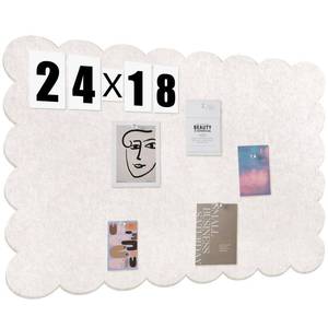 lot 51713 image: Mooliwe Scalloped Felt Bulletin Board 24 x 18 Inches Foldable Camel Pin Cork Board Alternative for Wall, 2 x 1.5 Trifold Picture Vision Self Adhesive Bulletin Decorative - Retail $30