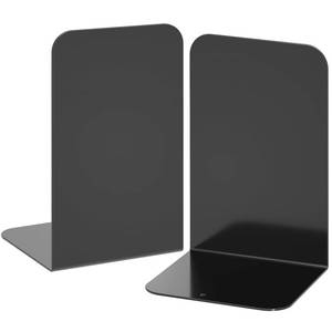 lot 51722 image: VFINE Bookends 1 Pair, Black Metal Book Ends, Heavy Bookends for Shelves, Book Stopper for Heavy Books, Book Organizer for Home Office School Supplies - Retail $8