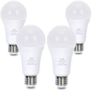 lot 51735 image: 4 Pack 3 Way LED Light Bulbs 50 100 150Watt Soft White 3000K Equivalent, 51015W Three Way Light Bulbs A19 E26 Base, 700 1400 2100 Lumens - Retail $14