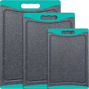 lot 51738 image: Extra Large Cutting Boards, Plastic Cutting Boards for Kitchen (Set of 3) Cutting Board Set Dishwasher Chopping Board with Juice Grooves Easy-Grip Handles, Turquoise, Empune - Retail $27