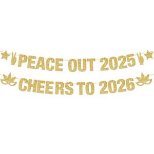 lot 51749 image: KatchOn, Peace out 2025 Cheers to 2026 Banner - Glitter, 10 Feet  Banner for New Year Decorations - Retail $16
