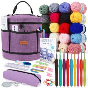 lot 51756 image: Katech Crochet Kit for Beginners, Beginner Crochet Kit for Adults-Crochet Kits Includes Crochet Hooks Knitting Bag Crochet Yarn for Crocheting Instruction Knitting Kit Crochet Supplies Gift - Retail $40