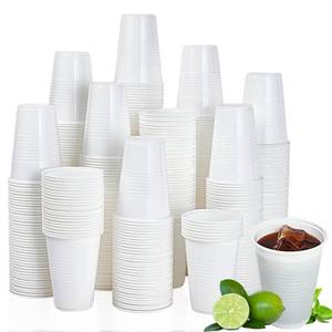 lot 55241 image: Lilymicky 500 Pack 9 oz Disposable Plastic Cups, 9 Ounce White Party Drinking Cups for Birthday Parties, Picnics, Ceremonies, and Wedding - Retail $27