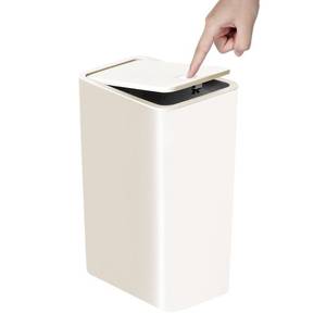 lot 55246 image: TIPGO Bathroom Trash Can with Lid, 10 Liter 2.6 Gallon Slim Garbage Can, Small Trash Bin Waste Basket with Pop-Up Lid for Kitchen, Bedroom, Living Room, Office (White) - Retail $18