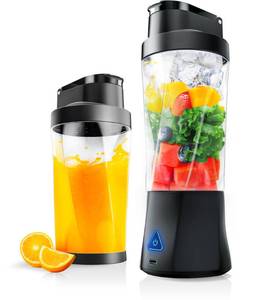 lot 55250 image: Portable Blender, Cordless, 24oz. Vessel, Personal Blender-for Shakes & Smoothies, BPA Free, Leakproof-Lid & Sip Spout, USB-C Rechargeable & Self Cleaning - Travel with 6 Sharp Blade, Black - Retail $39