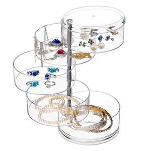 lot 55251 image: LETURE 5-Layers Rotatable Jewelry Storage Organizer Box for Earrings Hair Accessories & Beauty Supplies Earrings Necklaces Bracelets (5-Layers) - Retail $10