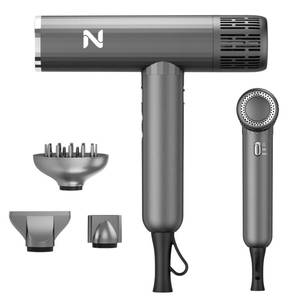 lot 55252 image: Natrial Ionic Professional Hair Dryer with Diffuser for Curly Hair,1600W&110000RPM High Speed Blow Dryer for Women,Fast Drying,Lock Function,Low Noise,Lightweight for Home Travel Salon,Gray - Retail $80