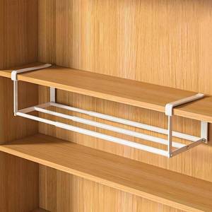 lot 55255 image: Obliqwin 1 Pack Expandable Shoe Rack - Under Cabinet Telescopic Shelf Adjustable 16 to 28 Hanging Shoe Rack Organizer for Shoe or Clothing Storage��Dorm Room Organization Space Saving, White - Retail $15