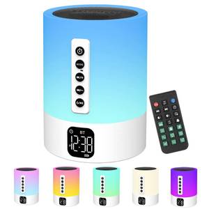 lot 55256 image: Alarm Clock Bluetooth Speaker, Night Light White Noise Machine Touch Bedside Lamp with Alarm Clock for Kids Multi-Color Changing Night Light Xmas Gifts for Teenage Girls Boys Women Teen Girl Gifts - Retail $38
