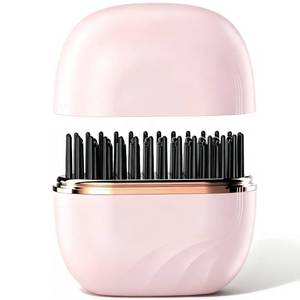 lot 55257 image: Sevoure Capsule Hair Straightener & Styler, Mini Cordless Hair Straightener Comb Portable Heat Hair Brush for Travel USB Rechargeable Hair Straightener Brush Straight Hair Dual-Use (Pink) - Retail $30