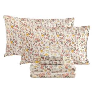 lot 55268 image: Viviland Floral Queen Sheet Set - 4 Piece Vintage Pink & Yellow Flower Patterned Bed Sheets - Soft, Breathable Microfiber Sheets with Deep Pocket, Non-Slip Fitted Sheets & Pillowcases - Retail $24