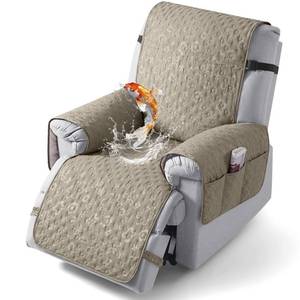 lot 55270 image: VANSOFY 100% Waterproof Recliner Chair Cover, Recliner Cover with Non-Slip Granule, Washable Reclining Chair with Pocket Furniture Protector for Kids, Pets(Khaki, 30) - Retail $38