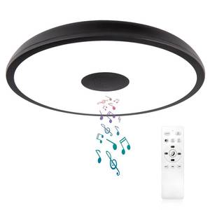 lot 55279 image: ASALL Black Waterproof LED Flush Mount Ceiling Light Fixture,with Bluetooth Speaker,11 Inch,18 watt,Dimmable Music Lamp,RGB Color Changing Light with Remote Control,for Bathroom,Shower,Bedroom - Retail $36