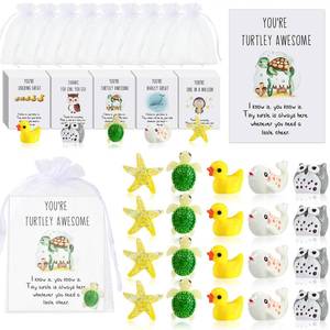 lot 55283 image: Fumete 200 Set Valentines Day Appreciation Gift Bulk for Employee Coworkers Funny Resin Animal with Pun Inspirational Note Cards Office Team Staff Teacher Nurse Volunteer Thank You Gift - Retail $40