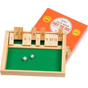 lot 55285 image: Regal Games Shut The Box - Fun Table Math Game with Wooden Board for Adults & Kids - 12 Spots Dice Game with 2 Player Games - Ideal for Game Night, Travel - (Ages 8) - Retail $14