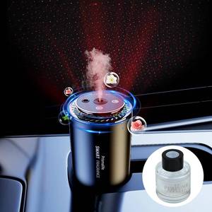 lot 55293 image: 2025 Upgrade Smart Car Air Freshener, Rechargeable Car Air Freshener Diffuser with Starlight Projector & Atmosphere Light, Adjustable Car Freshener with Ultrasonic Tech & Auto OnOff, 50ml Perfume - Retail $30