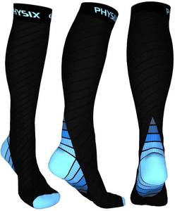 lot 55300 image: Physix Gear Compression Socks for Men & Women 20-30 mmhg Graduated Athletic for Running Nurses Shin Splints Flight Travel & Maternity Pregnancy - Boost Stamina Circulation & Recovery BLU XXL (1 Pair) - Retail $2