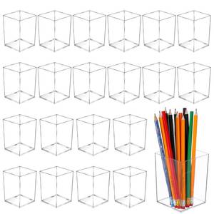 lot 25808 image: HaiFafafaing 20 Pcs Clear Acrylic Pen Holder for Desk, Makeup Brushes Holders, Modern Organizer Acrylic Pencil Holder Cups Bulk for Classroom School Desk Office Desktop Storage 4x3x3 - Retail $28